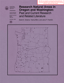 Research Natural Areas in Oregon And