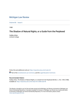 The Shadow of Natural Rights, Or a Guide from the Perplexed