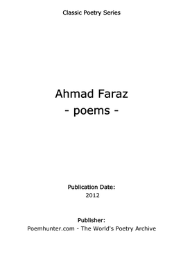 Ahmad Faraz - Poems