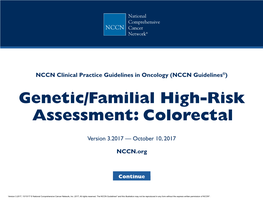 NCCN Guidelines®) Genetic/Familial High-Risk Assessment: Colorectal