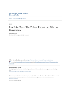 Real Fake News: the Colbert Report and Affective Polarization