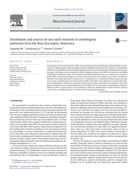 Distribution and Sources of Rare Earth Elements in Ornithogenic Sediments from the Ross Sea Region, Antarctica