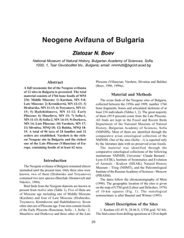 Neogene Avifauna of Bulgaria