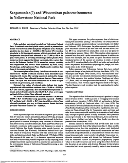 And Wisconsinan Paleoenvironments in Yellowstone National Park