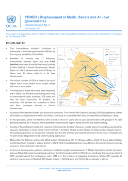 YEMEN | Displacement in Marib, Sana'a and Al Jawf Governorates