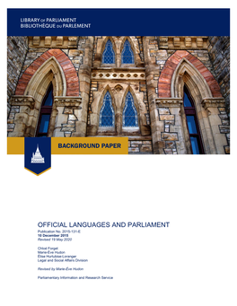 OFFICIAL LANGUAGES and PARLIAMENT Publication No