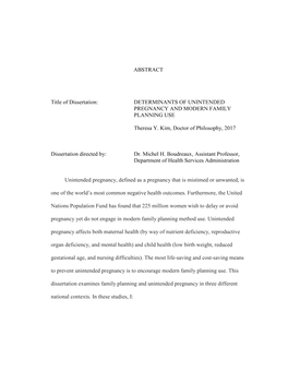 ABSTRACT Title of Dissertation: DETERMINANTS OF