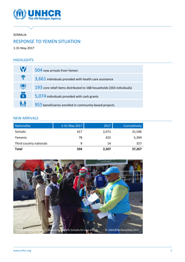 RESPONSE to YEMEN SITUATION 1-31 May 2017