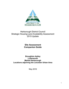 Harborough District Council Strategic Housing Land Availability Assessment 2015 Update Site Assessment Companion Guide