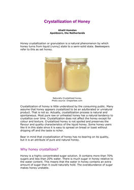 Crystallization of Honey