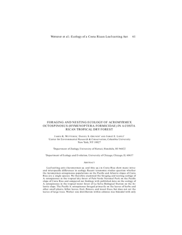 Ecology of a Costa Rican Leaf-Cutting Ant 61