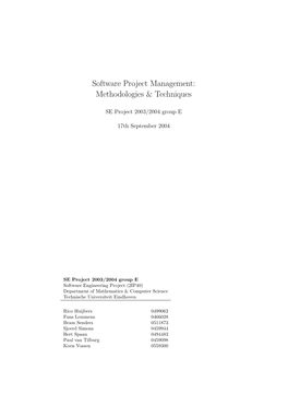Software Project Management: Methodologies & Techniques
