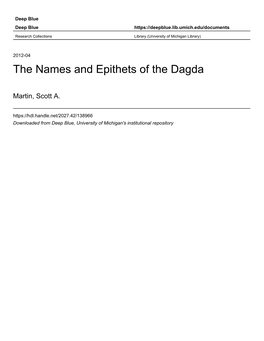 The Names and Epithets of the Dagda