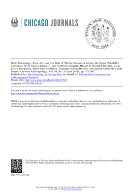 Shell Technology, Rock Art, and the Role of Marine Resources During the Upper Paleolithic Author(S): David Cuenca-Solana, F