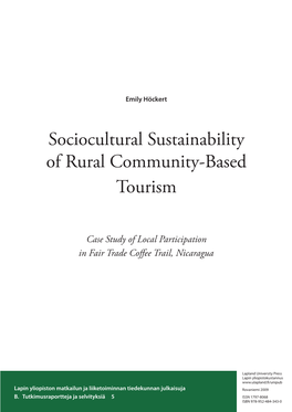 Sociocultural Sustainability of Rural Community-Based Tourism