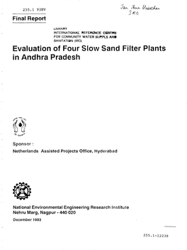 Evaluation of Four Slow Sand Filter Plants in Andhra Pradesh