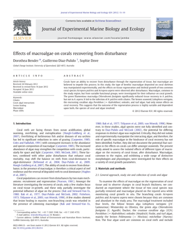 Effects of Macroalgae on Corals Recovering from Disturbance