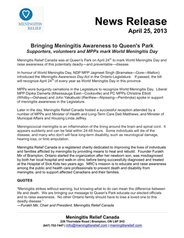 News Release April 25, 2013