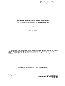 John W. Bruce* This Paper Represents the Author's Analysis and Not The