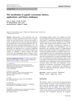 The Metabolism of Aquatic Ecosystems: History, Applications, and Future Challenges