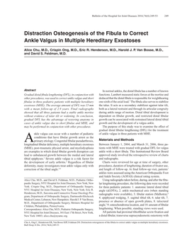 Distraction Osteogenesis of the Fibula to Correct Ankle Valgus in Multiple Hereditary Exostoses