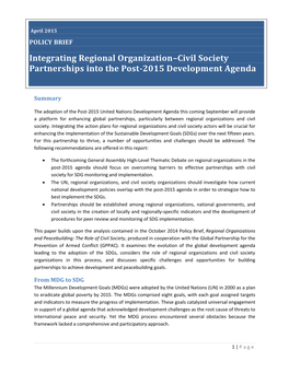 Integrating Regional Organization–Civil Society Partnerships Into The