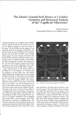 The Islamic Crossed-Arch Domes in Col Doba: Geometry and Structural Analysis of the "Capilia De Villaviciosa"