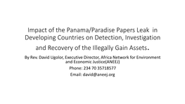 Impact of the Panama Papers in Nigeria on Detection, Investigation