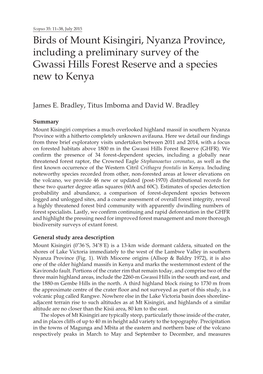 Birds of Mount Kisingiri, Nyanza Province, Including a Preliminary Survey of the Gwassi Hills Forest Reserve and a Species New to Kenya