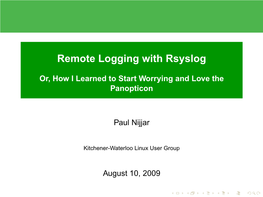 Remote Logging with Rsyslog