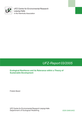 UFZ-Report 03/2005: Ecological Resilience and Its Relevance Within