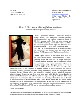 TX 201 B: the Viennese Waltz, Coffeehouse, and Dreams: Culture and History in Vienna, Austria