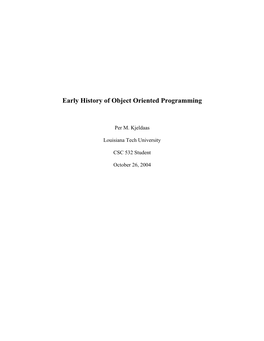 Early History of Object Oriented Programming