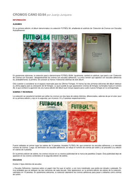 CROMOS CANO 83/84 Por Juanjo Junquera