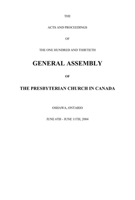 2004 General Assembly with a Recommendation That It Be Sent Down to the Lower Courts for Study and Report