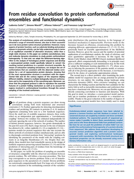 From Residue Coevolution to Protein Conformational Ensembles and Functional Dynamics