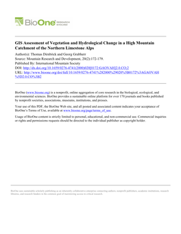 GIS Assessment of Vegetation and Hydrological Change in a High