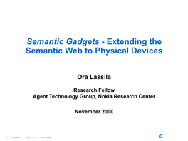 Semantic Gadgets - Extending the Semantic Web to Physical Devices