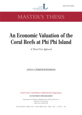 An Economic Valuation of the Coral Reefs at Phi Phi Island