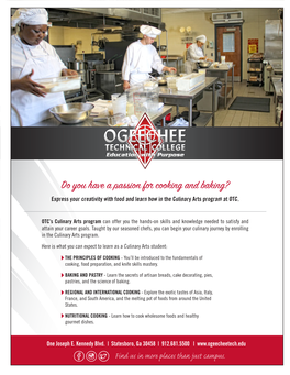 Do You Have a Passion for Cooking and Baking? Express Your Creativity with Food and Learn How in the Culinary Arts Program at OTC