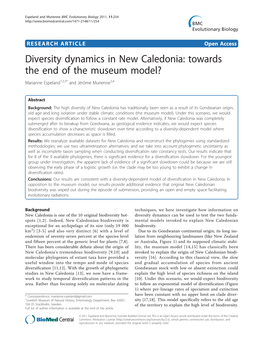 Diversity Dynamics in New Caledonia: Towards the End of the Museum Model? Marianne Espeland1,2,3* and Jérôme Murienne3,4