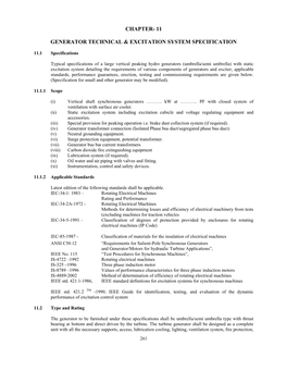 Generator Technical & Excitation System Specification