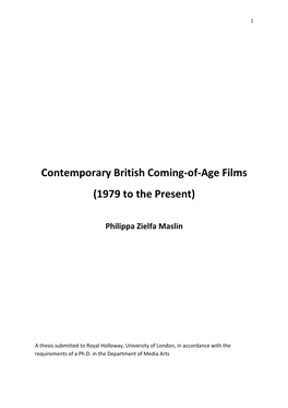 Contemporary British Coming-Of-Age Films (1979 to the Present)