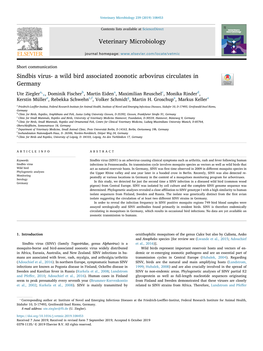 Sindbis Virus- a Wild Bird Associated Zoonotic Arbovirus Circulates in Germany T