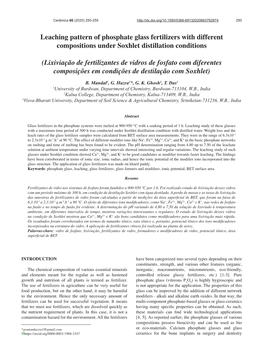 Leaching Pattern of Phosphate Glass Fertilizers with Different Compositions Under Soxhlet Distillation Conditions