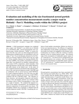 Evaluation and Modelling of the Size Fractionated Aerosol Particle