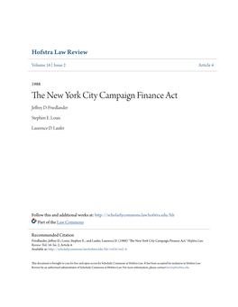 The New York City Campaign Finance Act