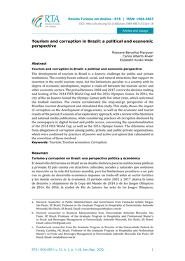 Tourism and Corruption in Brazil: a Political and Economic Perspective