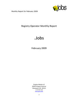 Registry Operator Monthly Report