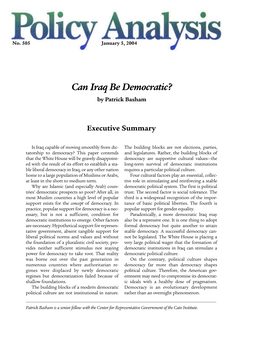 Can Iraq Be Democratic? by Patrick Basham